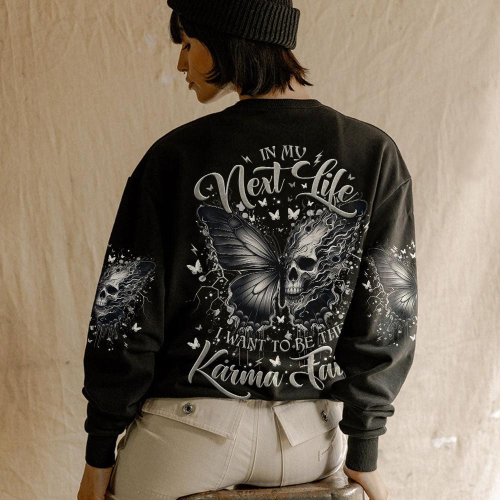 KARMA FAIRY SKULL SKULL BUTTERFLY BLACK ALL OVER PRINT - TLNO2409241