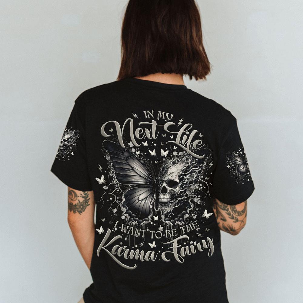 KARMA FAIRY SKULL SKULL BUTTERFLY BLACK ALL OVER PRINT - TLNO2409241