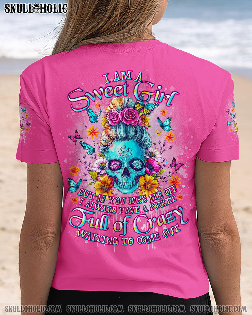 I AM A SWEET GIRL FLOWER SKULL ALL OVER PRINT -  TLNO2603252
