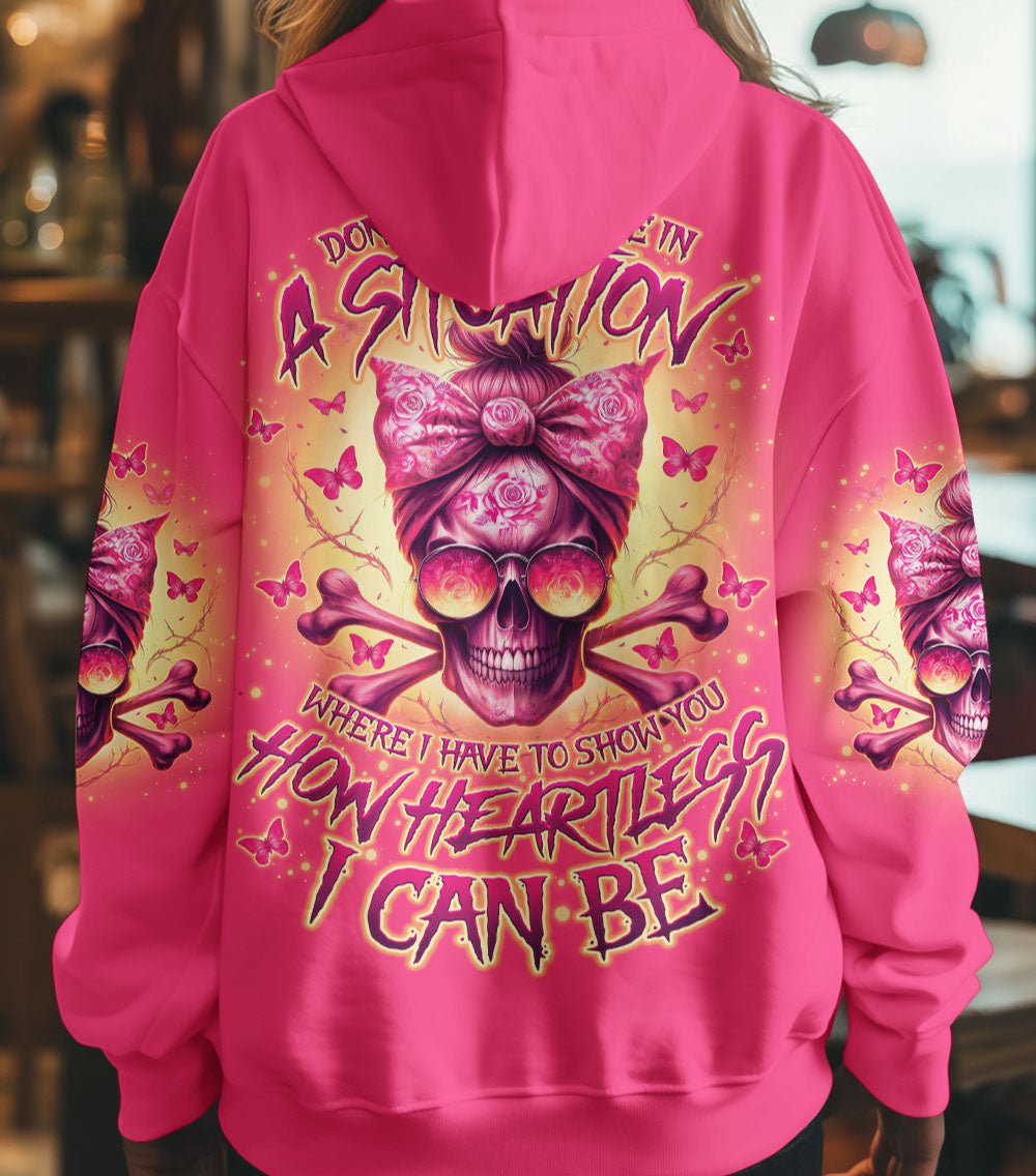 HOW HEARTLESS I CAN BE  SKULL MESSY BUN ALL OVER PRINT - TLNO2702253