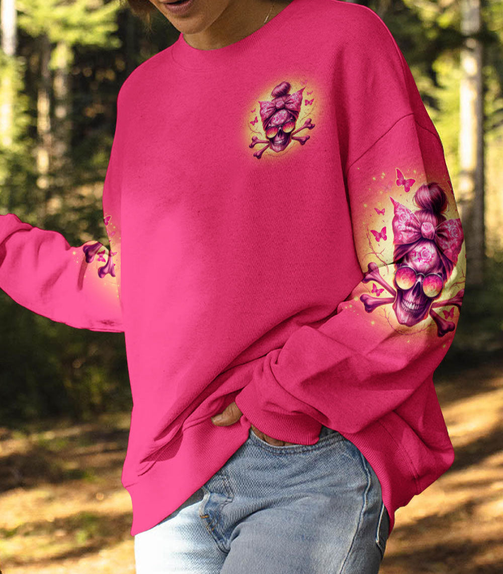 HOW HEARTLESS I CAN BE  SKULL MESSY BUN ALL OVER PRINT - TLNO2702253