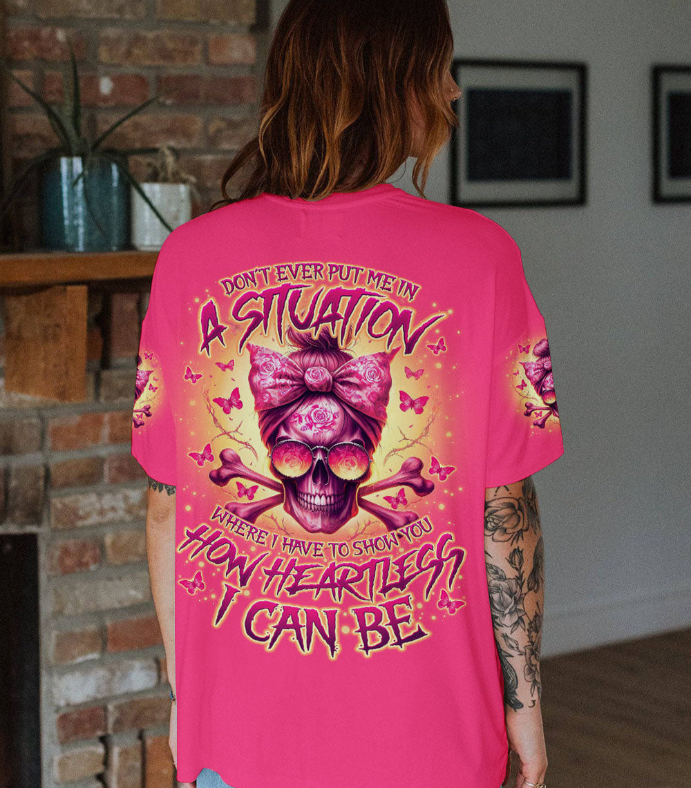 HOW HEARTLESS I CAN BE  SKULL MESSY BUN ALL OVER PRINT - TLNO2702253