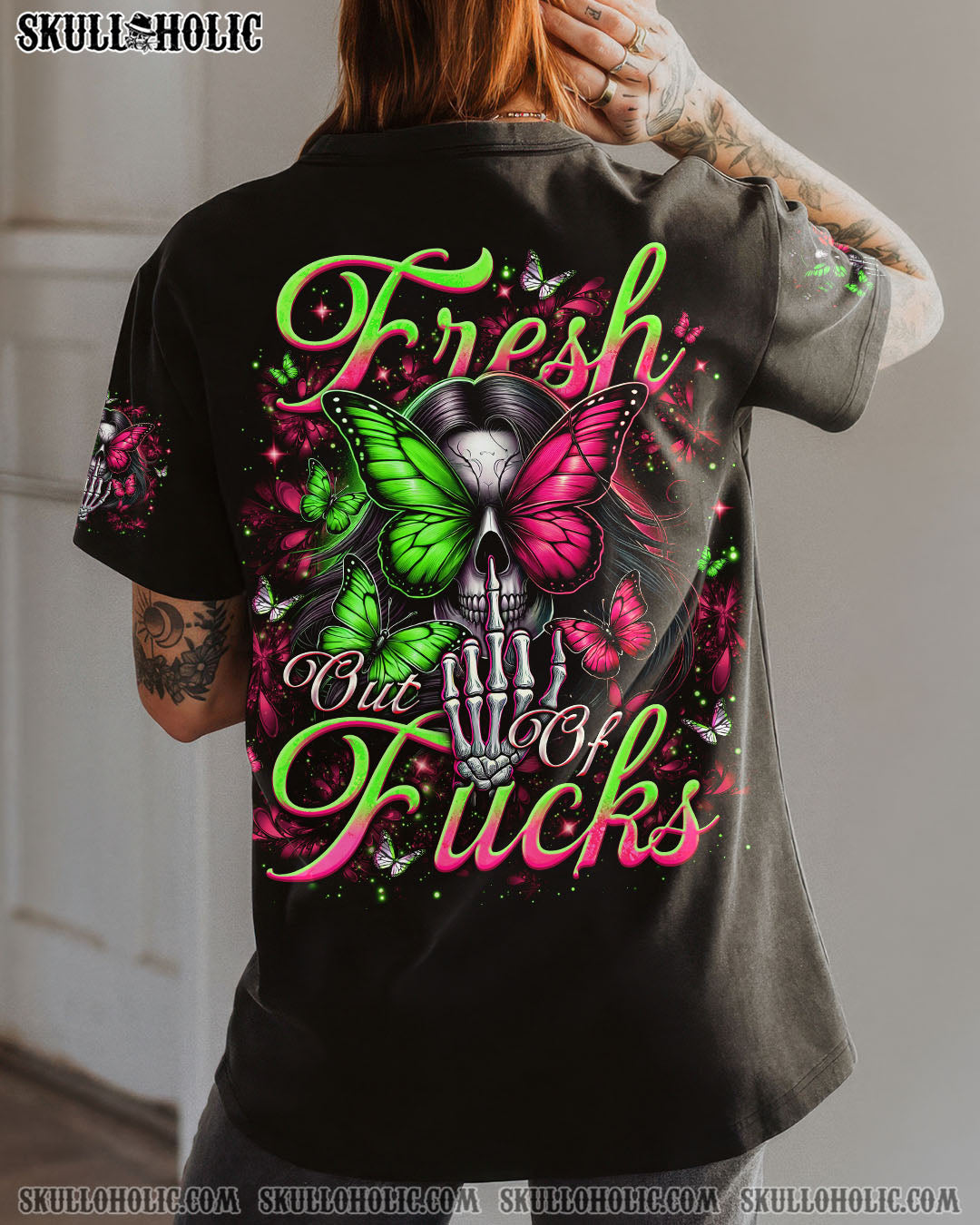 FRESH OUT OF F BUTTERFLY SKULL LADY ALL OVER PRINT - TLNO2803253