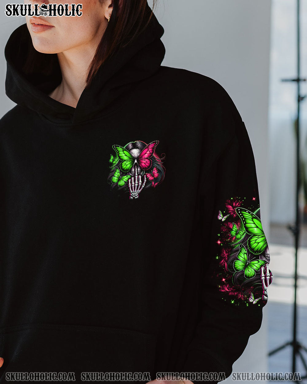 FRESH OUT OF F BUTTERFLY SKULL LADY ALL OVER PRINT - TLNO2803253
