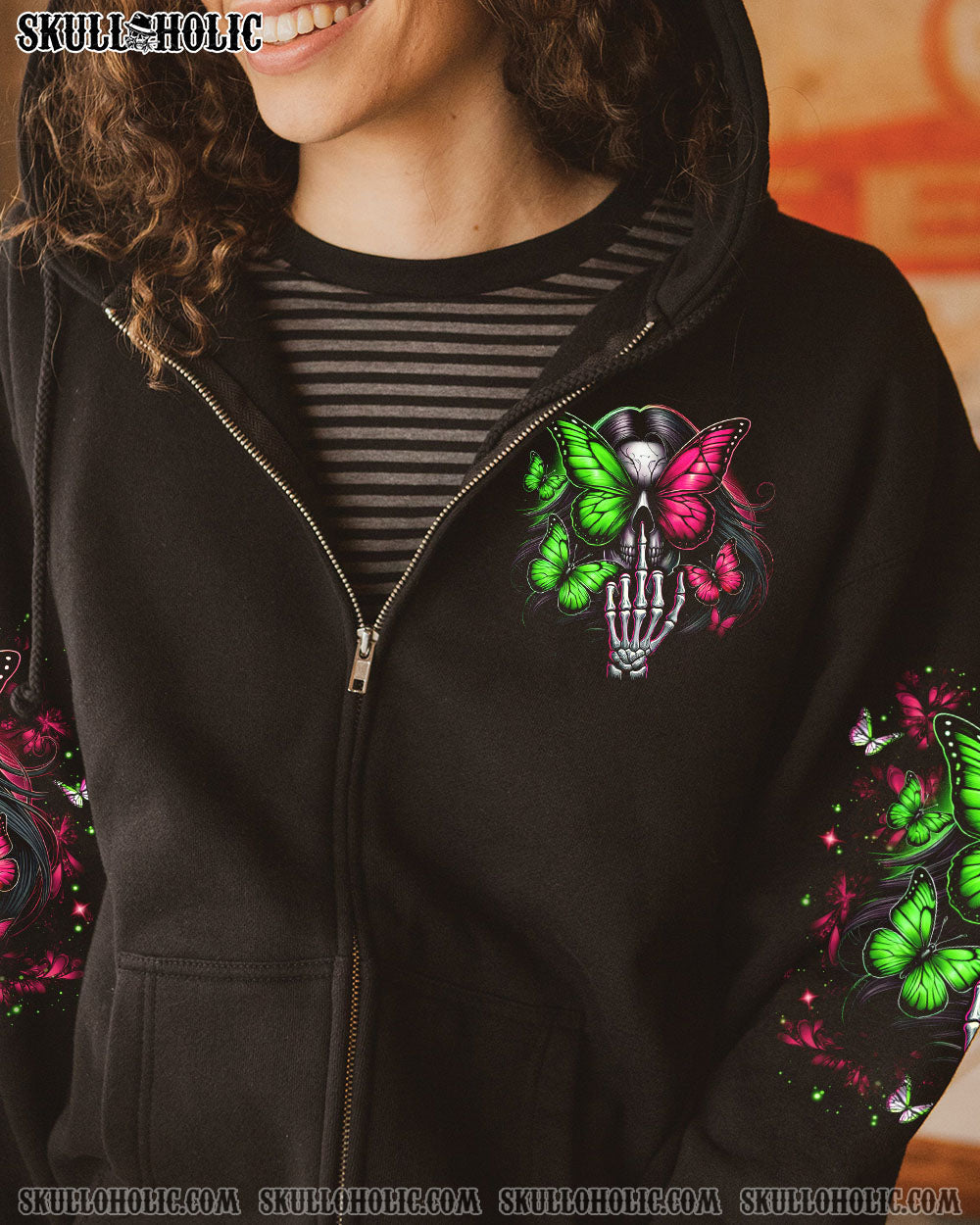 FRESH OUT OF F BUTTERFLY SKULL LADY ALL OVER PRINT - TLNO2803253