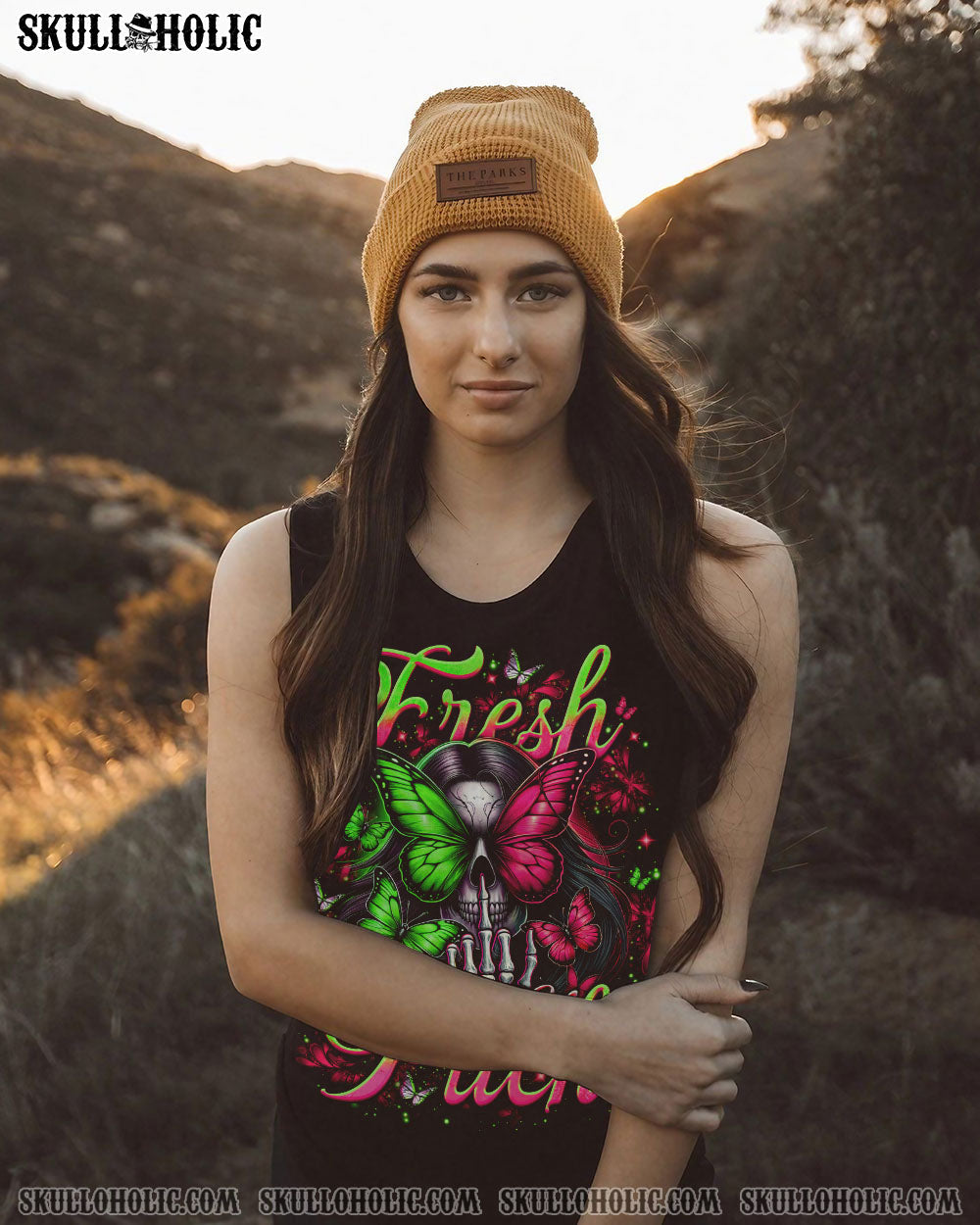 FRESH OUT OF F BUTTERFLY SKULL LADY ALL OVER PRINT - TLNO2803253