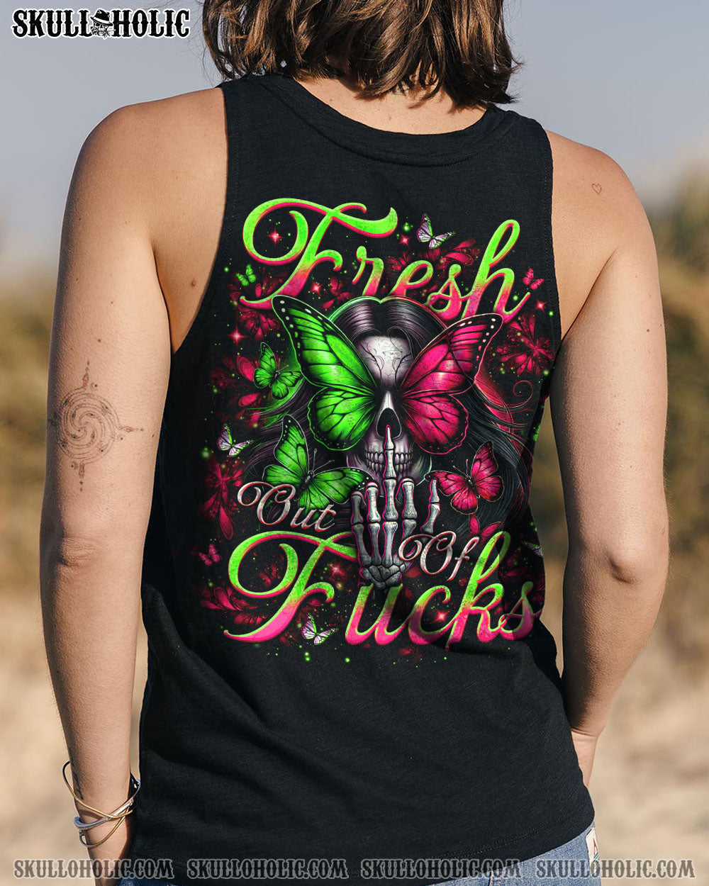 FRESH OUT OF F BUTTERFLY SKULL LADY ALL OVER PRINT - TLNO2803253