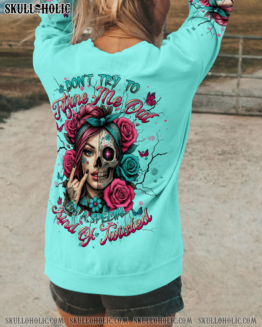 DON'T TRY TO FIGURE ME OUT SKULL HALF LADY ALL OVER PRINT  - TLNT0705251