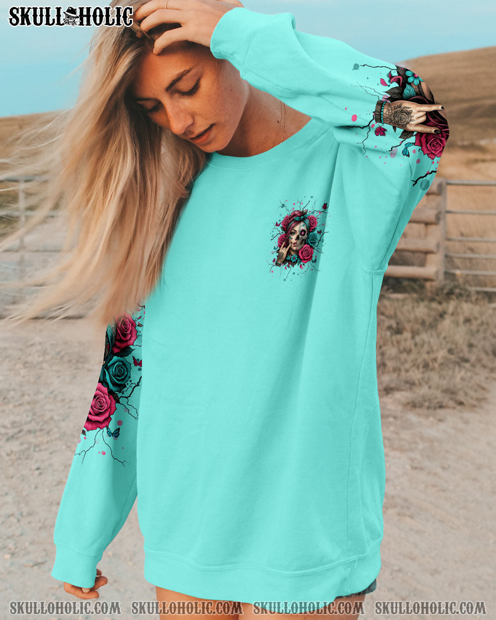 DON'T TRY TO FIGURE ME OUT SKULL HALF LADY ALL OVER PRINT  - TLNT0705251