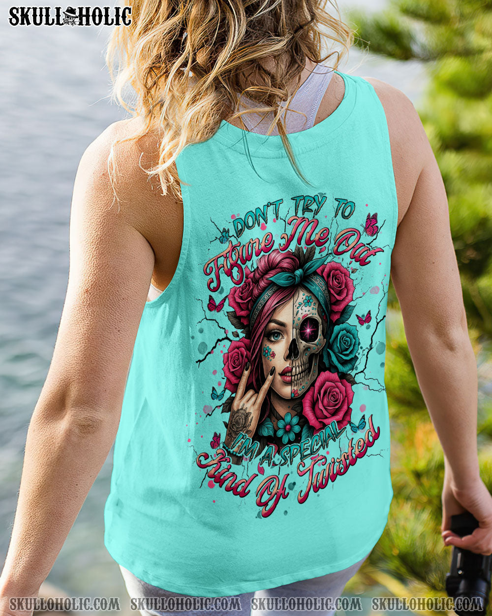 DON'T TRY TO FIGURE ME OUT SKULL HALF LADY ALL OVER PRINT  - TLNT0705251