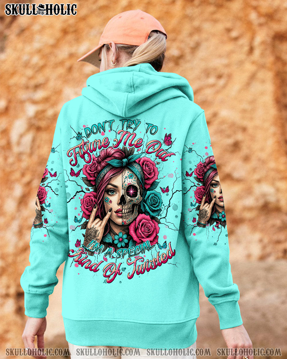 DON'T TRY TO FIGURE ME OUT SKULL HALF LADY ALL OVER PRINT  - TLNT0705251