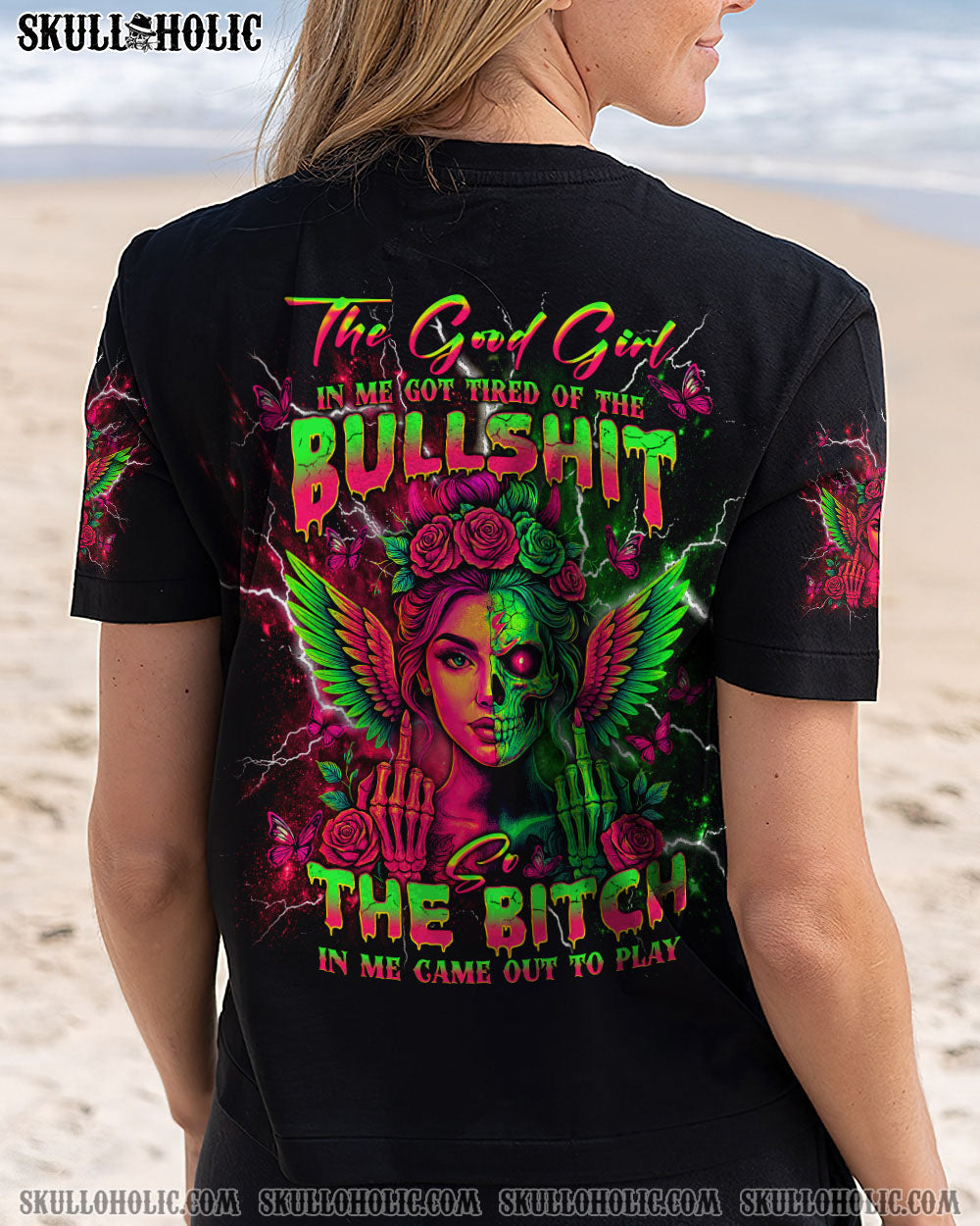 THE GOOD GIRL IN ME GOT TIRED SKULL HALF FACE ALL OVER PRINT - TLNT1104253