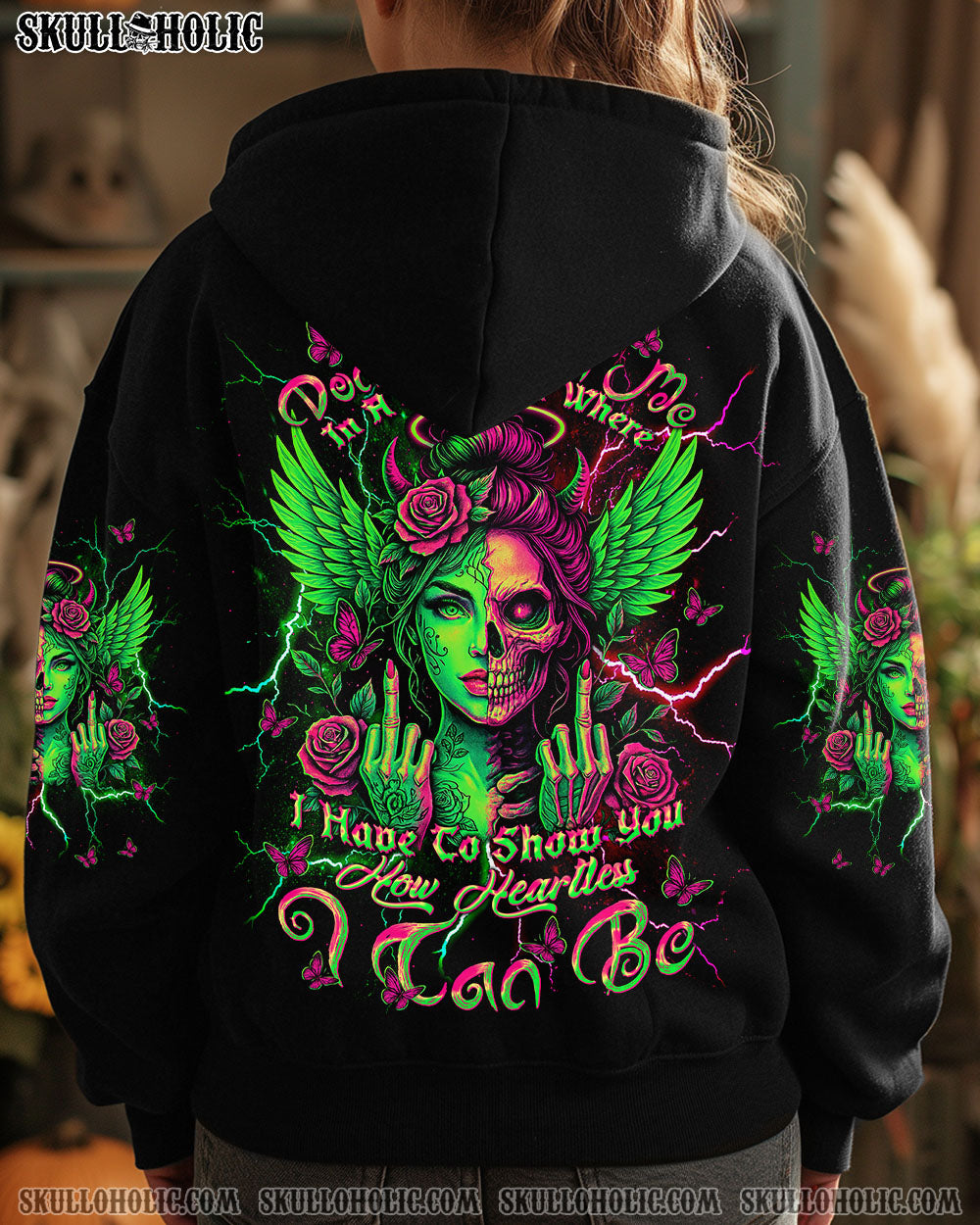 HOW HEARTLESS I CAN BE SKULL HALF LADY ALL OVER PRINT - TLNT1504251