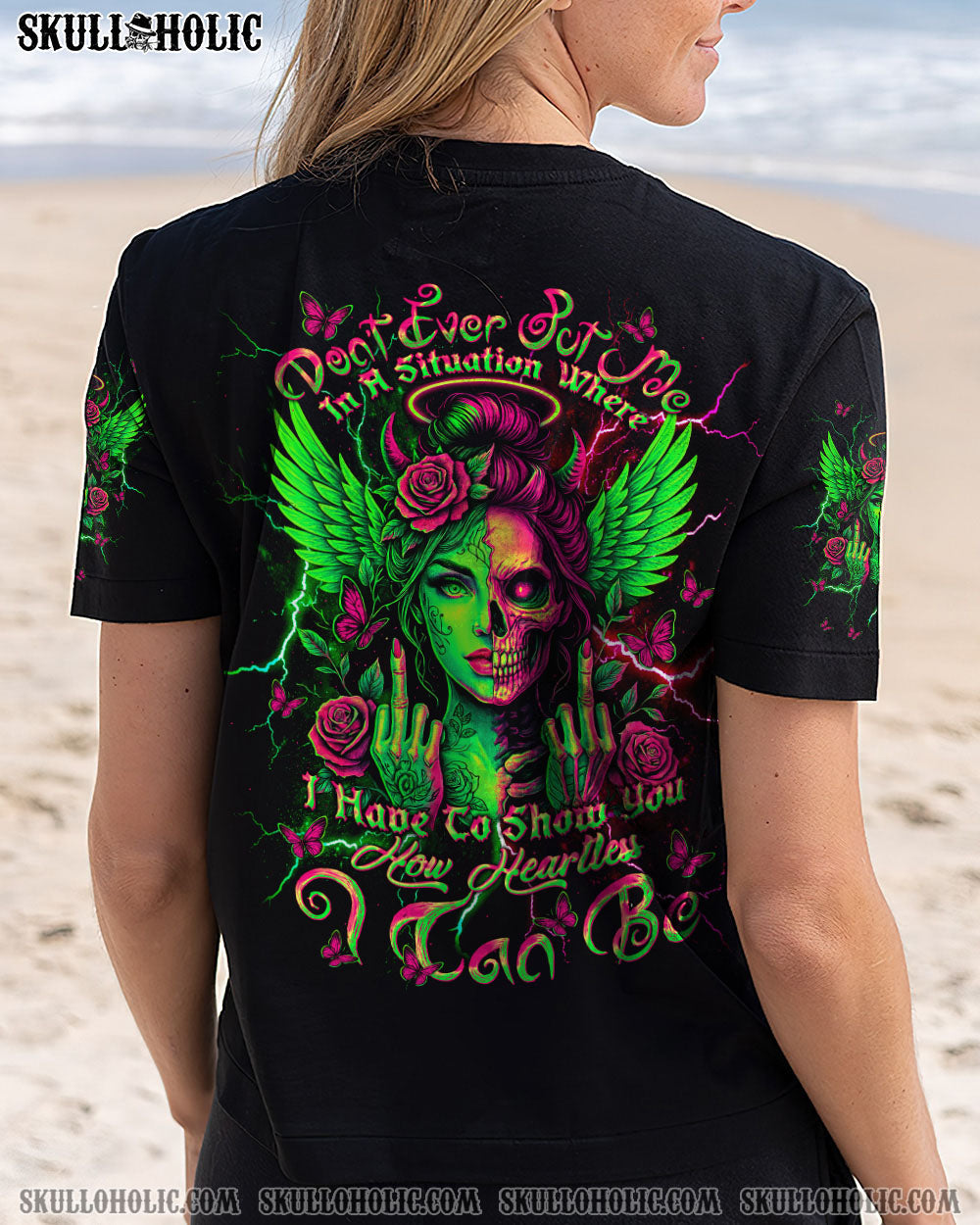 HOW HEARTLESS I CAN BE SKULL HALF LADY ALL OVER PRINT - TLNT1504251