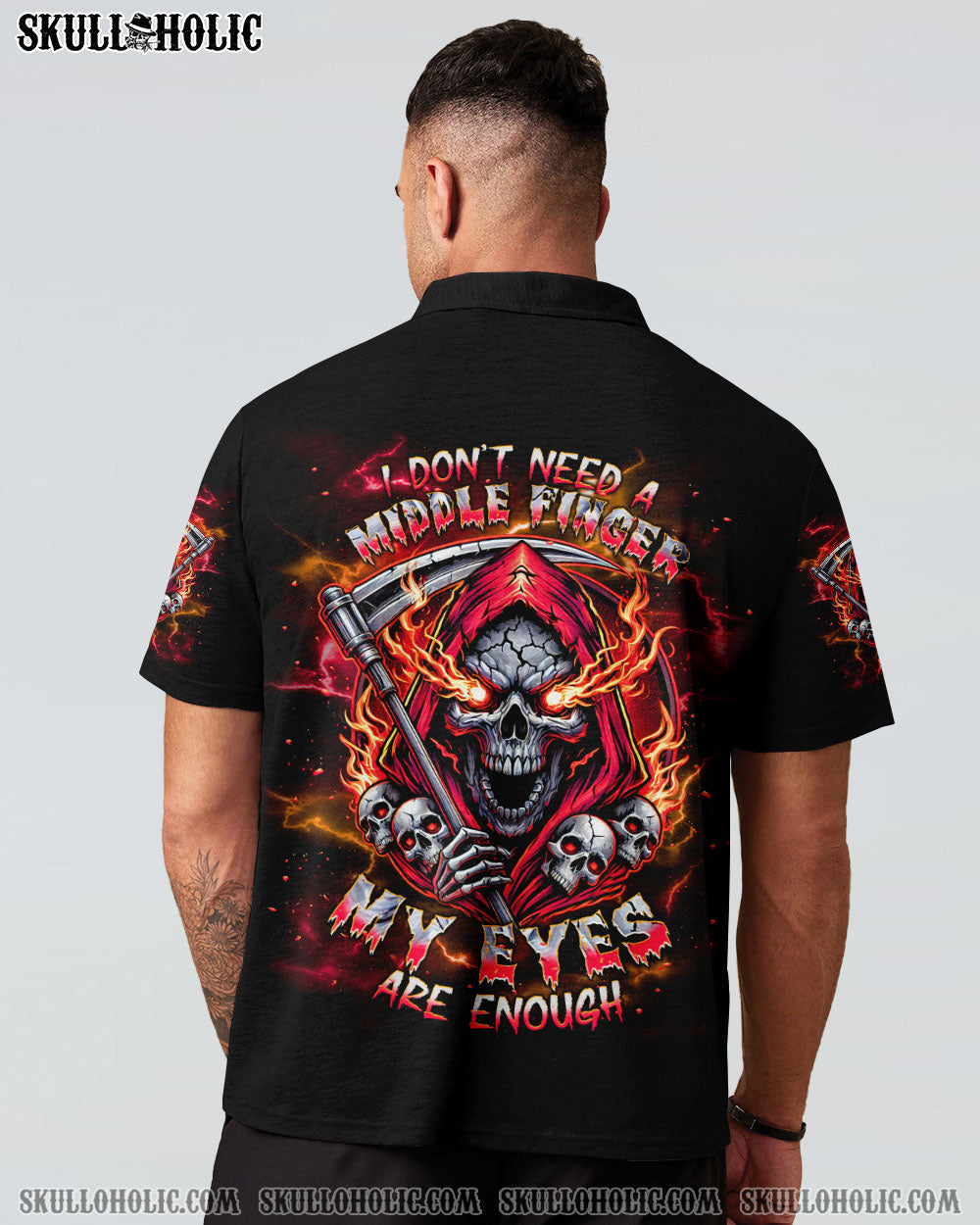 I DON'T NEED A MIDDLE FINGER SKULL REAPER TIE DYE  ALL OVER PRINT - TLNT1611241