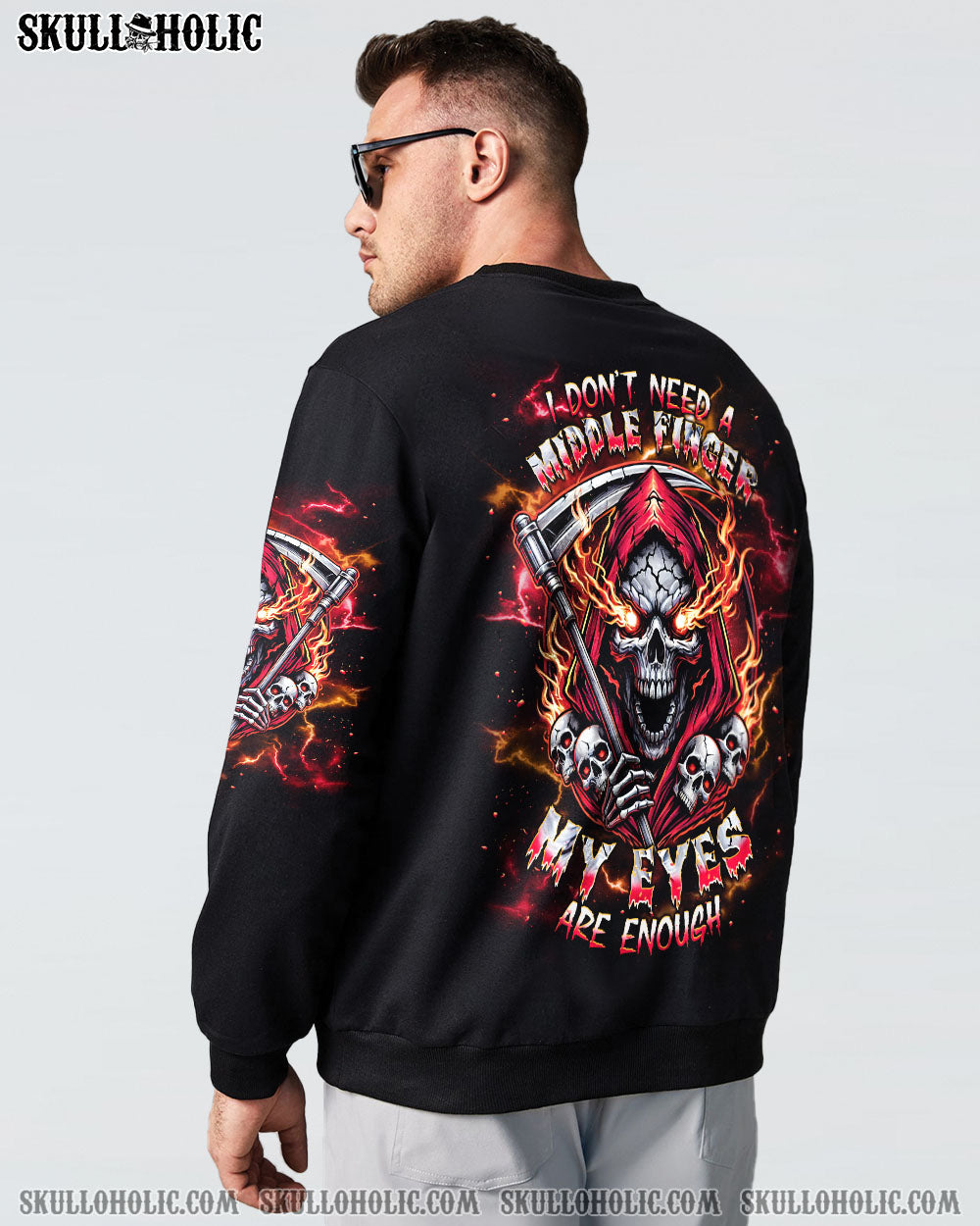 I DON'T NEED A MIDDLE FINGER SKULL REAPER TIE DYE  ALL OVER PRINT - TLNT1611241