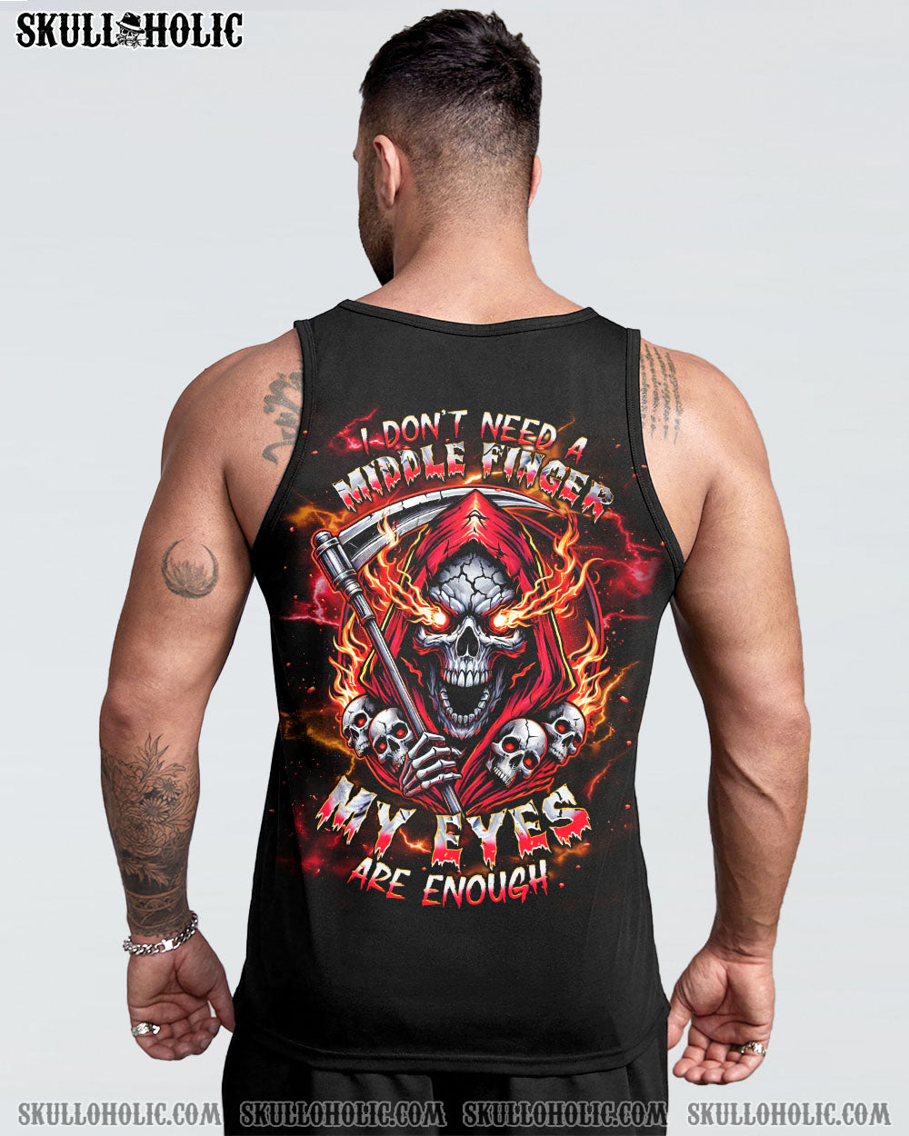 I DON'T NEED A MIDDLE FINGER SKULL REAPER TIE DYE  ALL OVER PRINT - TLNT1611241