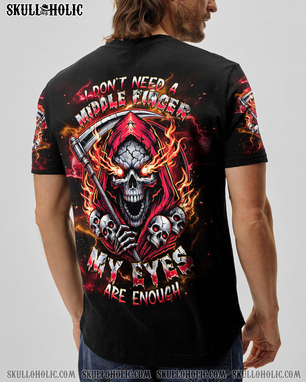 I DON'T NEED A MIDDLE FINGER SKULL REAPER TIE DYE  ALL OVER PRINT - TLNT1611241