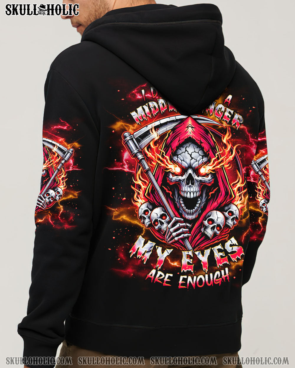 I DON'T NEED A MIDDLE FINGER SKULL REAPER TIE DYE  ALL OVER PRINT - TLNT1611241