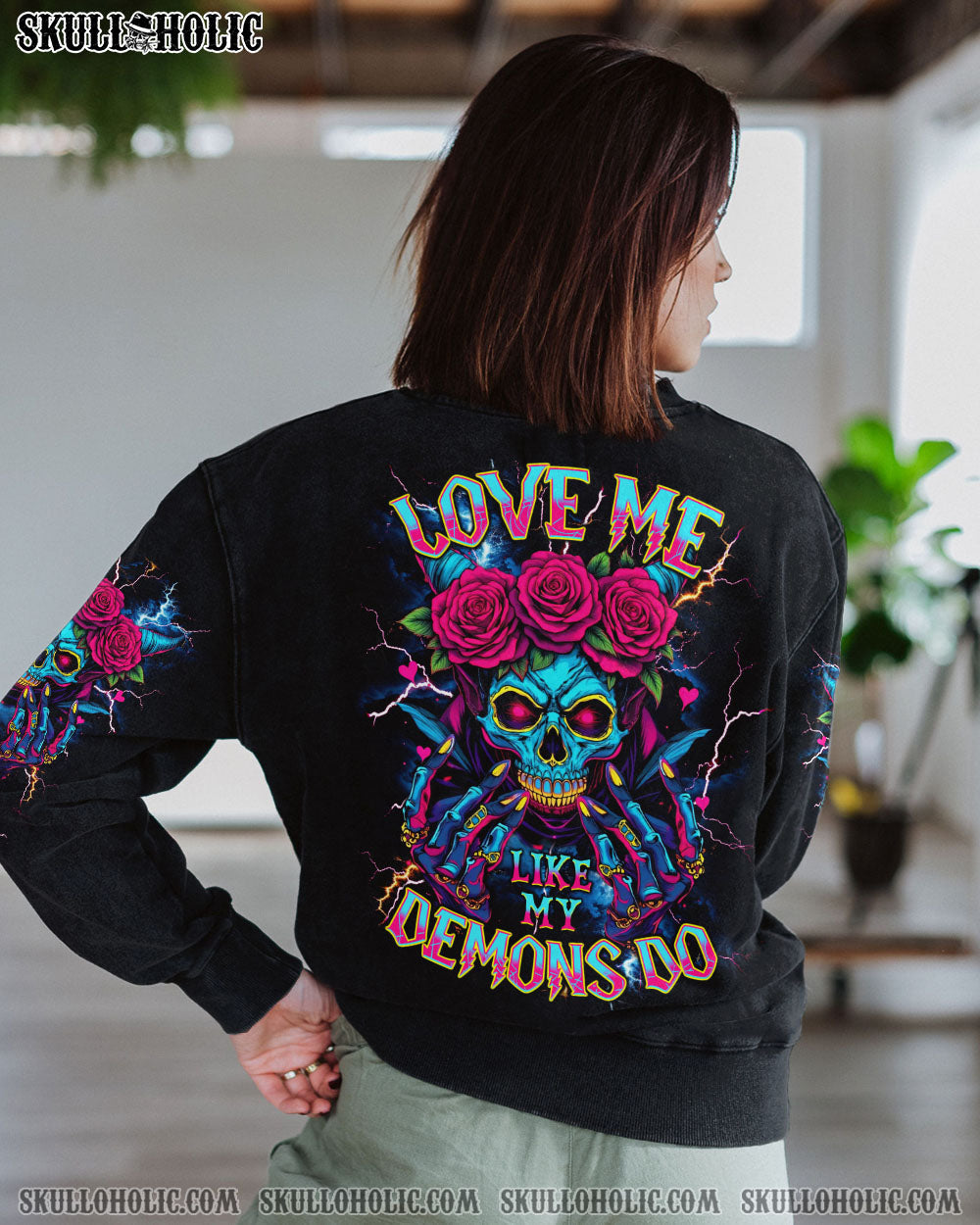 LOVE ME LIKE MY DEMONS DO SKULL ALL OVER PRINT  - TLNT1804255