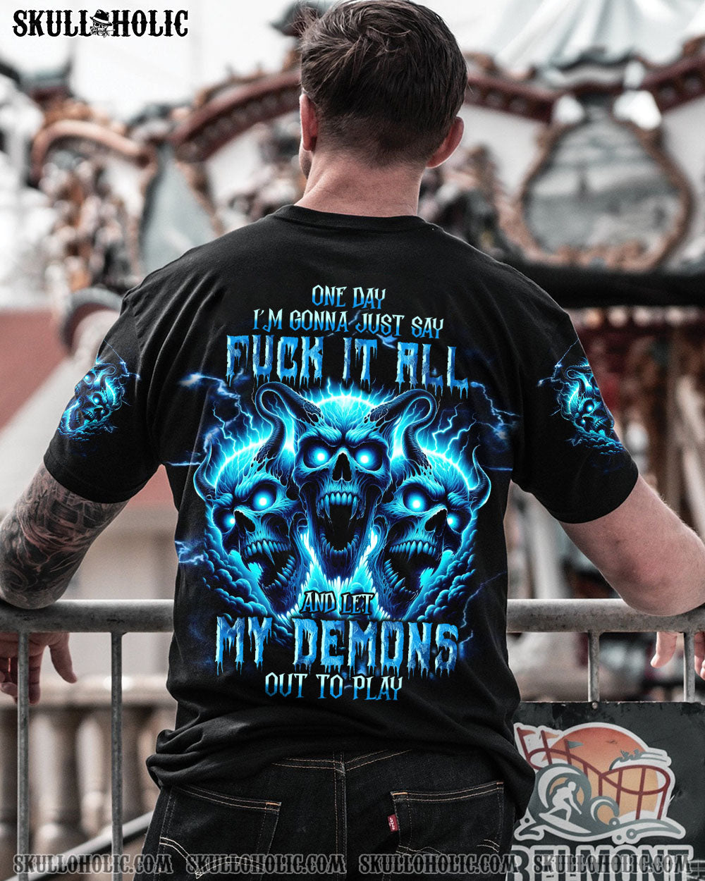 ONE DAY I'M GONNA JUST SAY DEMON SKULL ALL OVER PRINT - TLNT2010231