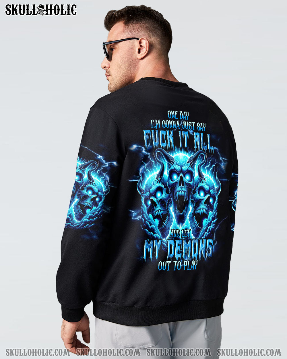 ONE DAY I'M GONNA JUST SAY DEMON SKULL ALL OVER PRINT - TLNT2010231