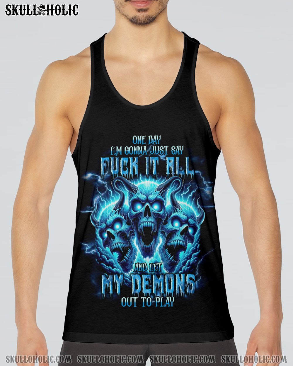 ONE DAY I'M GONNA JUST SAY DEMON SKULL ALL OVER PRINT - TLNT2010231