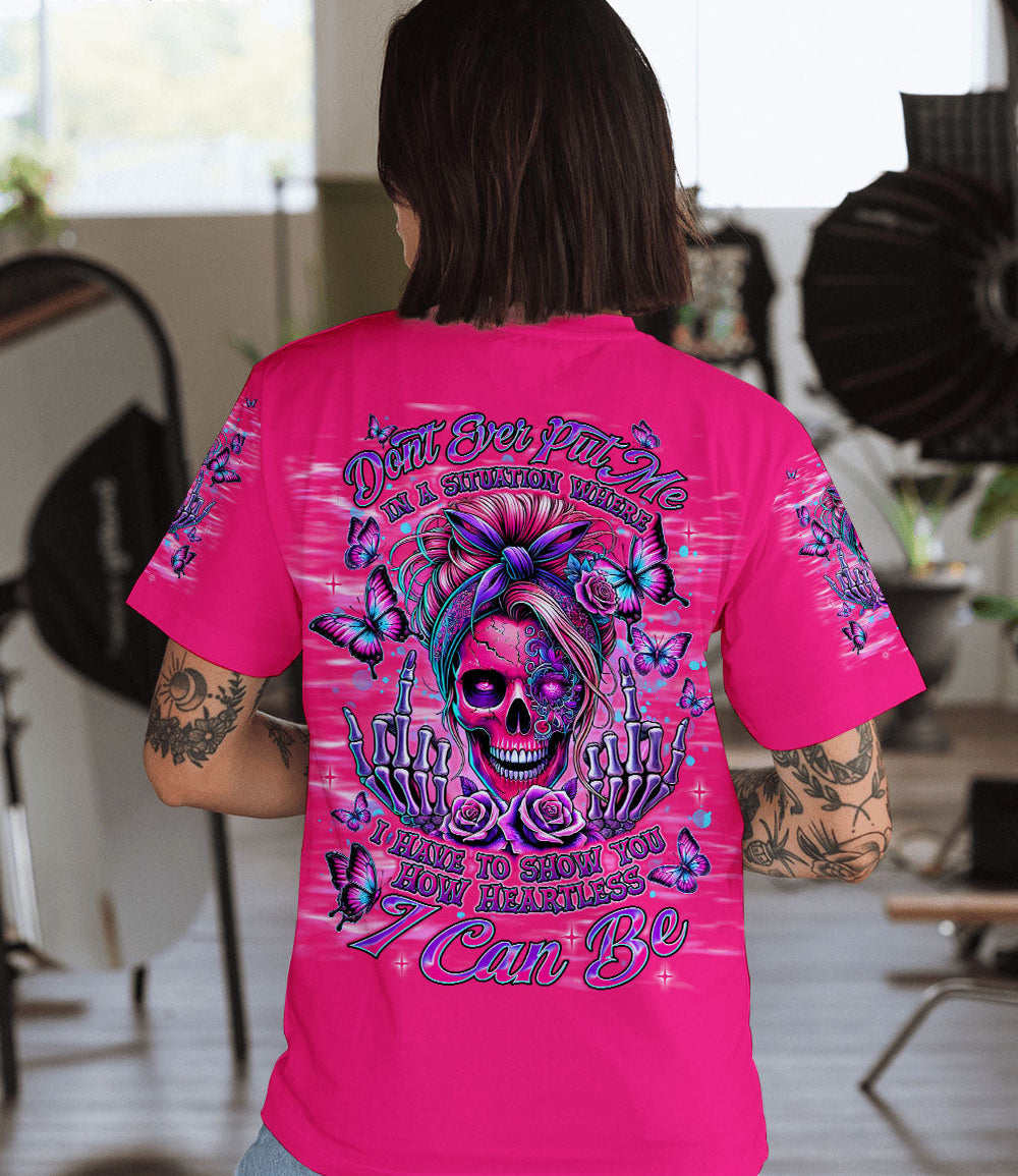 HOW HEARTLESS I CAN BE TATTOO SKULL MESSY BUN ALL OVER PRINT - TLNT2602255