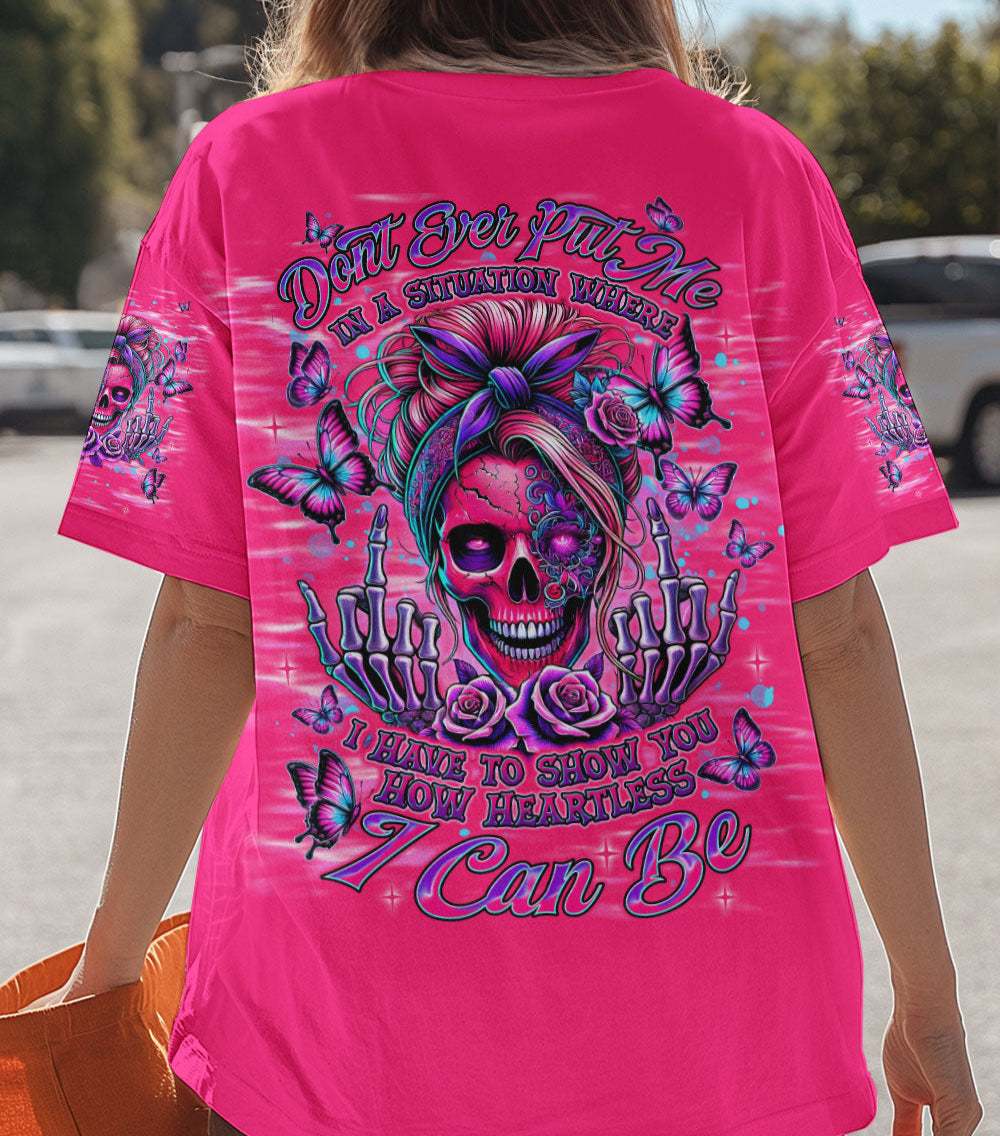 HOW HEARTLESS I CAN BE TATTOO SKULL MESSY BUN ALL OVER PRINT - TLNT2602255