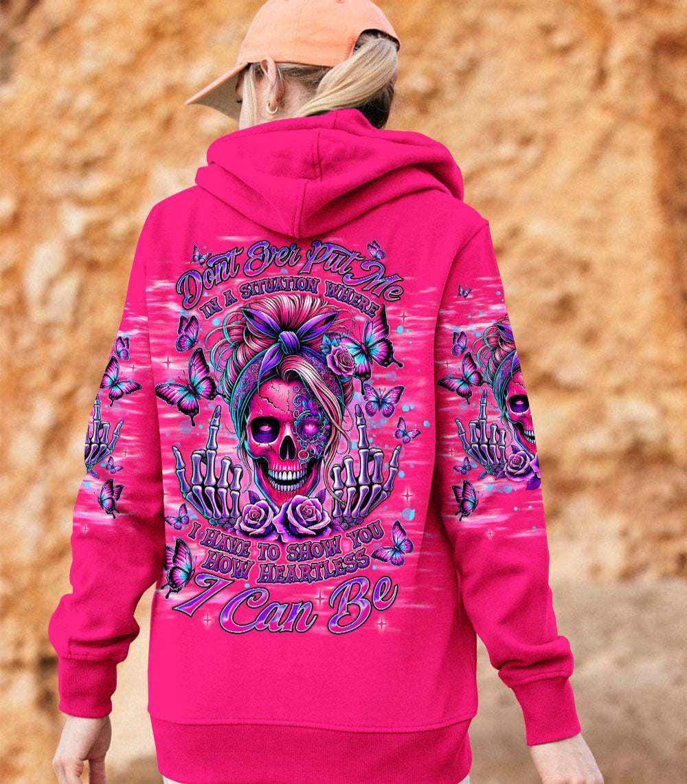 HOW HEARTLESS I CAN BE TATTOO SKULL MESSY BUN ALL OVER PRINT - TLNT2602255