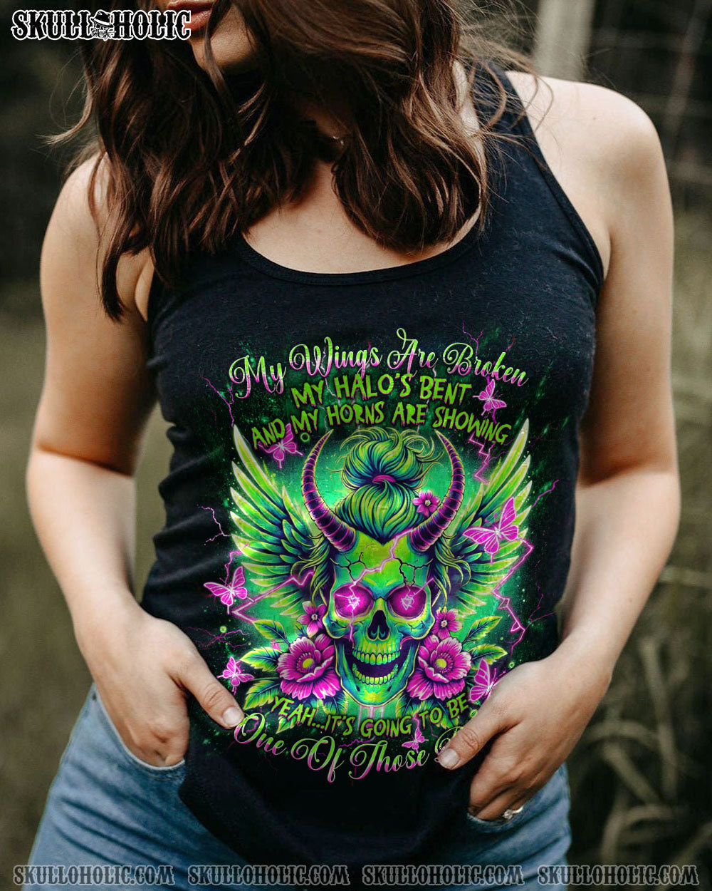 IT'S GOING TO BE ONE OF THOSE DAYS MESSY BUN SKULL ALL OVER PRINT   - TLNT2603255