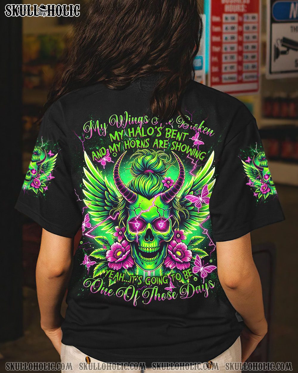 IT'S GOING TO BE ONE OF THOSE DAYS MESSY BUN SKULL ALL OVER PRINT   - TLNT2603255