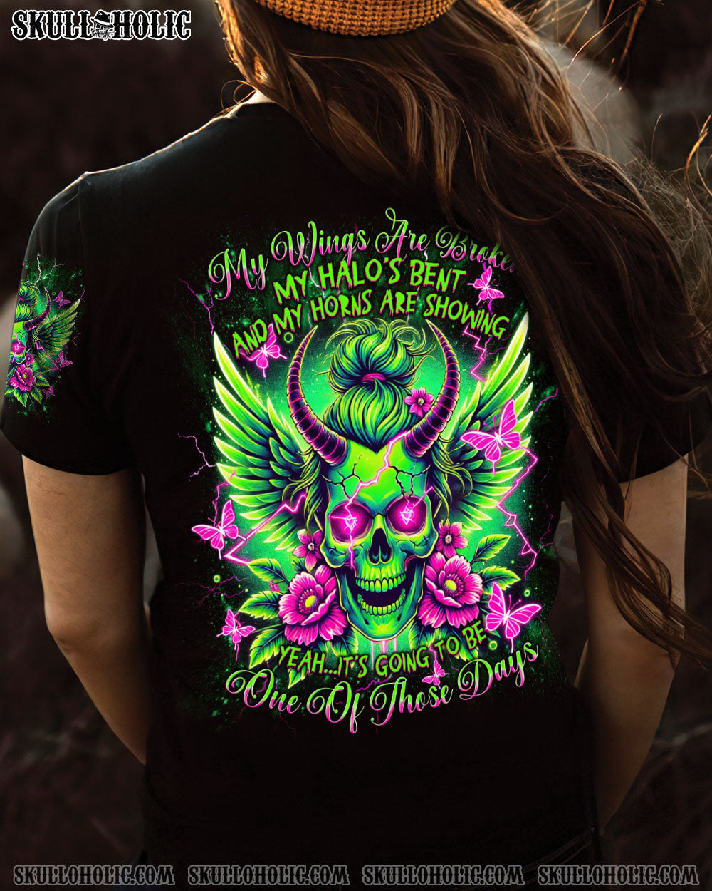 IT'S GOING TO BE ONE OF THOSE DAYS MESSY BUN SKULL ALL OVER PRINT   - TLNT2603255