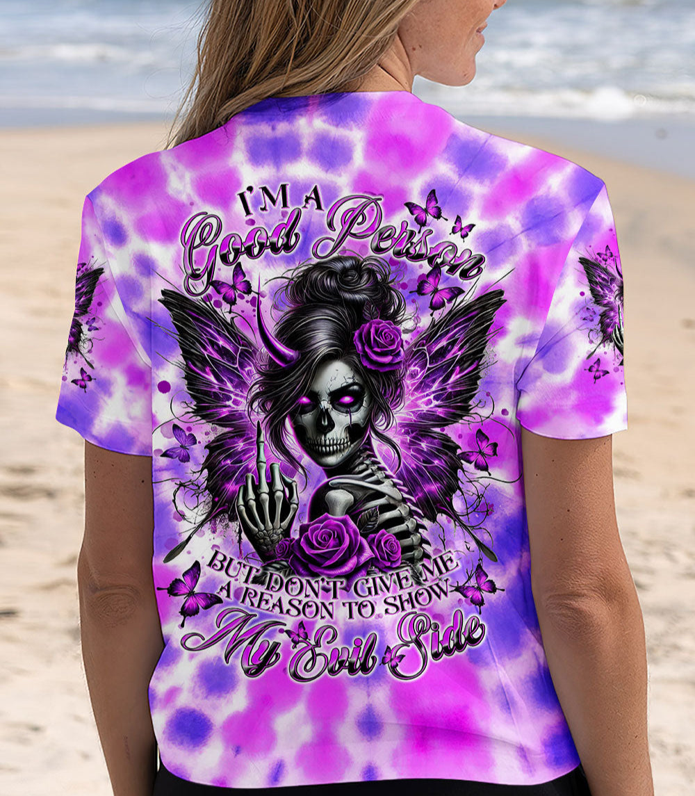 I'M A GOOD PERSON SKULL MESSY BUN TIE DYE  ALL OVER PRINT - TLNT2702255