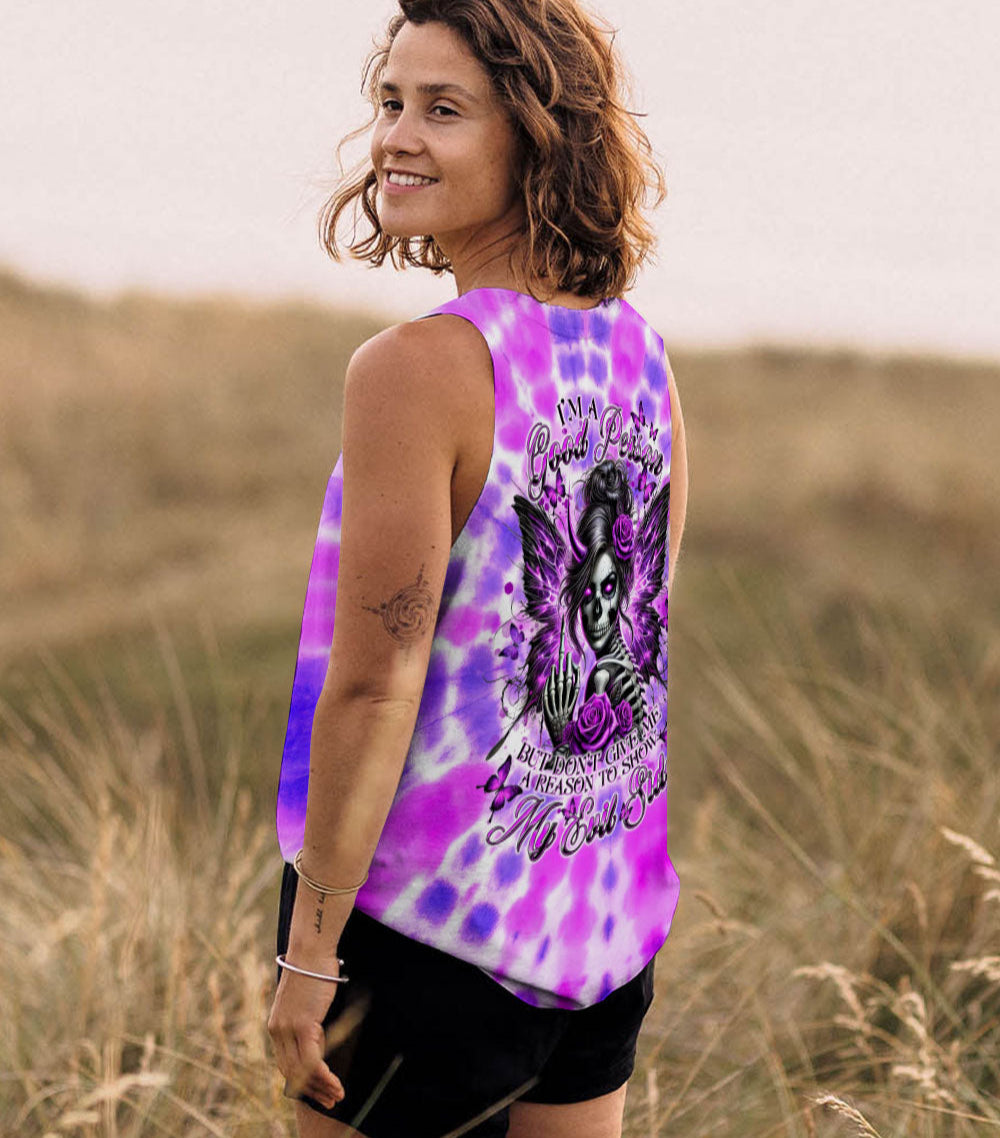 I'M A GOOD PERSON SKULL MESSY BUN TIE DYE  ALL OVER PRINT - TLNT2702255