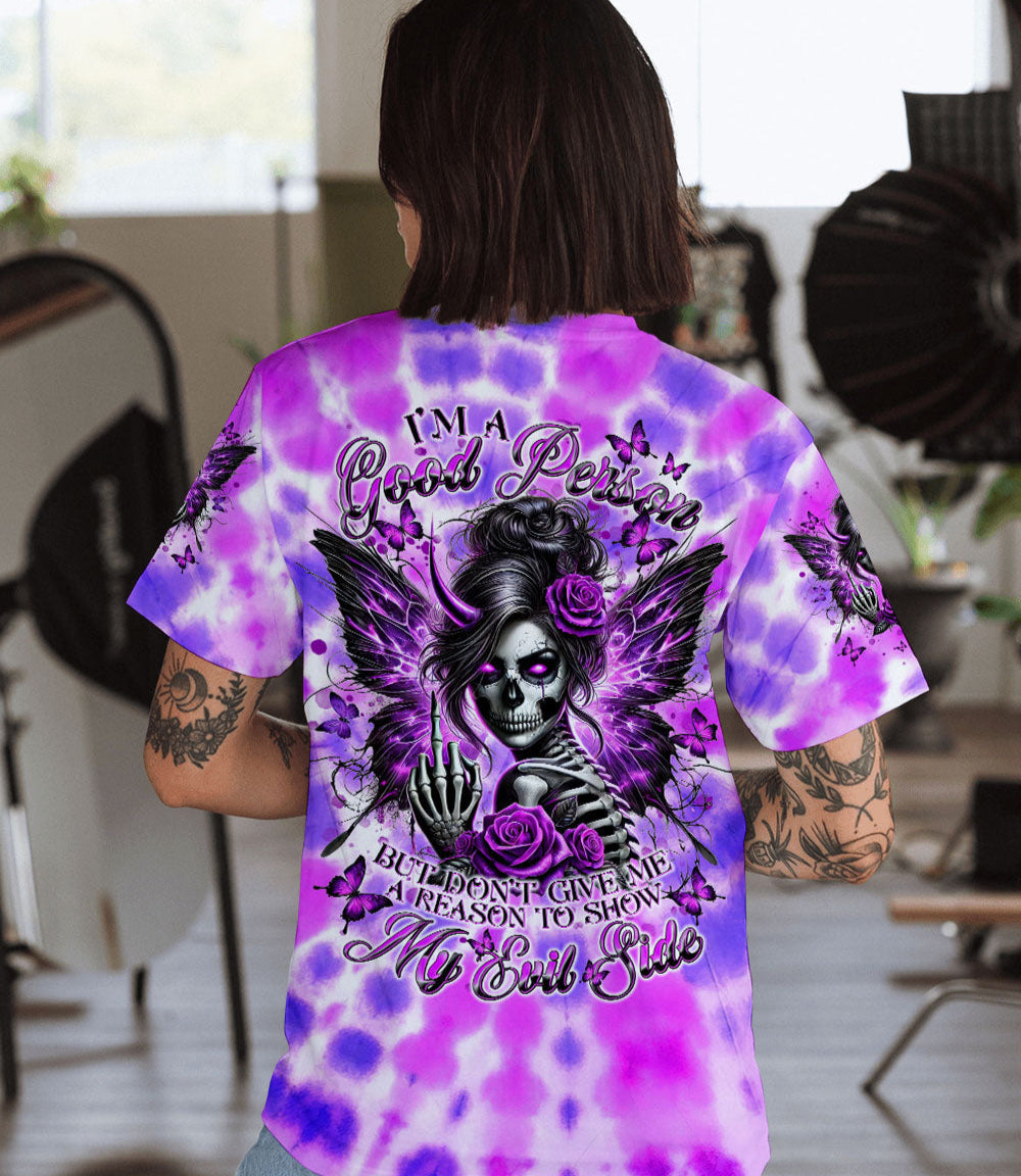 I'M A GOOD PERSON SKULL MESSY BUN TIE DYE  ALL OVER PRINT - TLNT2702255