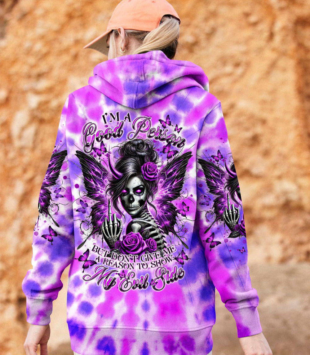 I'M A GOOD PERSON SKULL MESSY BUN TIE DYE  ALL OVER PRINT - TLNT2702255