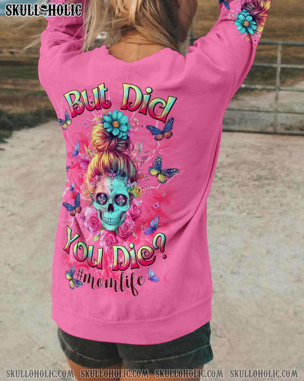 BUT DID YOU DIE MOM LIFE SKULL MESSY BUN ALL OVER PRINT - TLNT2703255