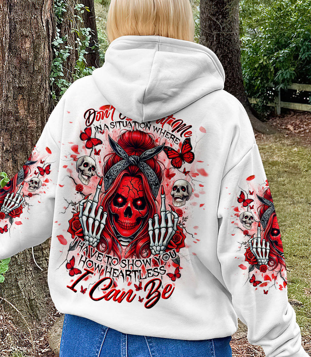 HOW HEARTLESS I CAN BE SKULL MESSY BUN ALL OVER PRINT - TLNT2802255