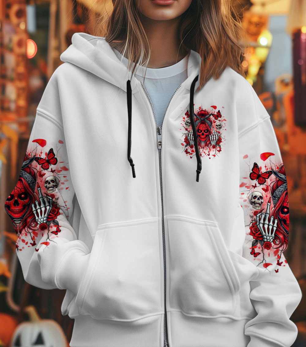 HOW HEARTLESS I CAN BE SKULL MESSY BUN ALL OVER PRINT - TLNT2802255
