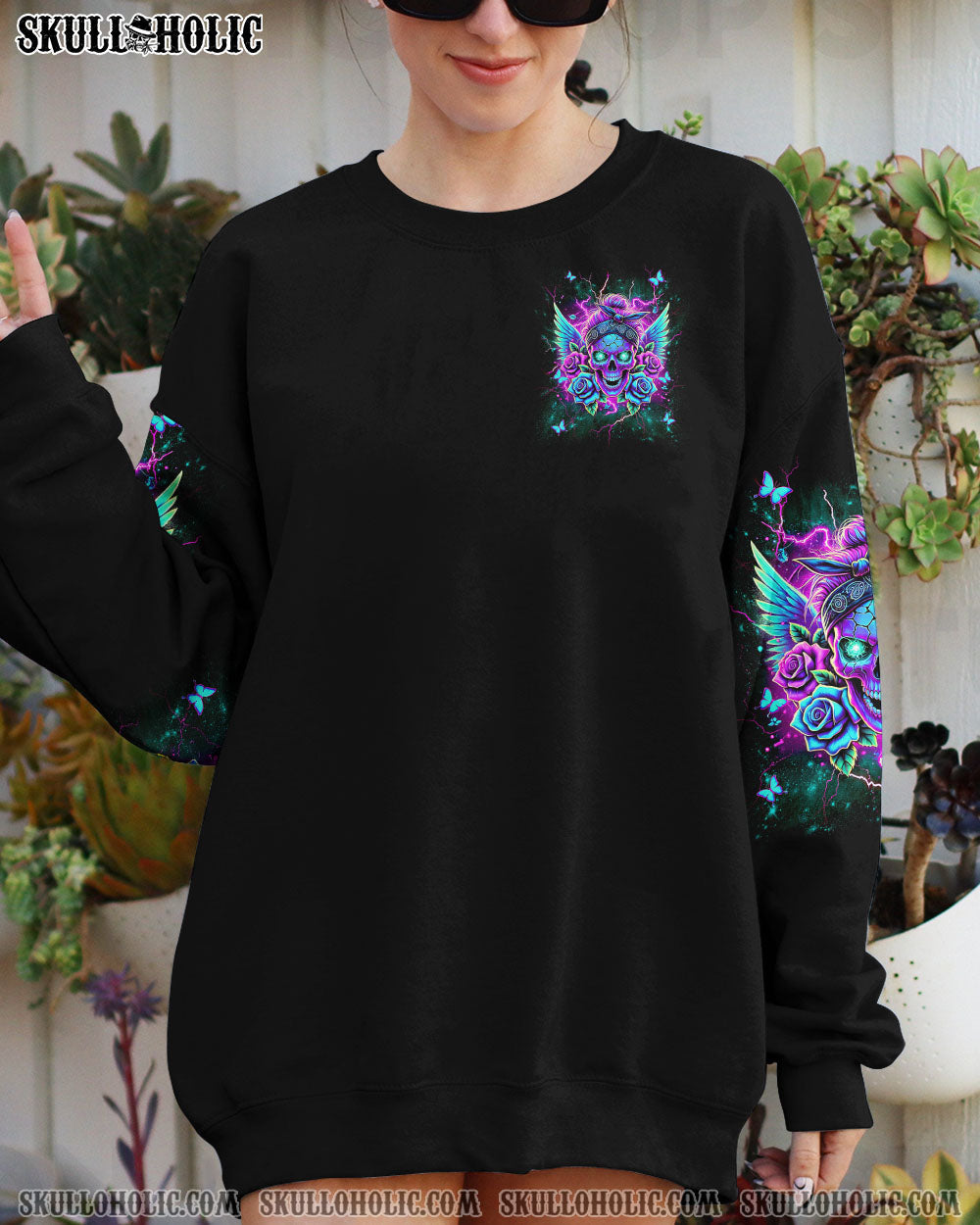 BEHIND EVERY BAD B MESSY BUN SKULL ALL OVER PRINT - TLNT2803245
