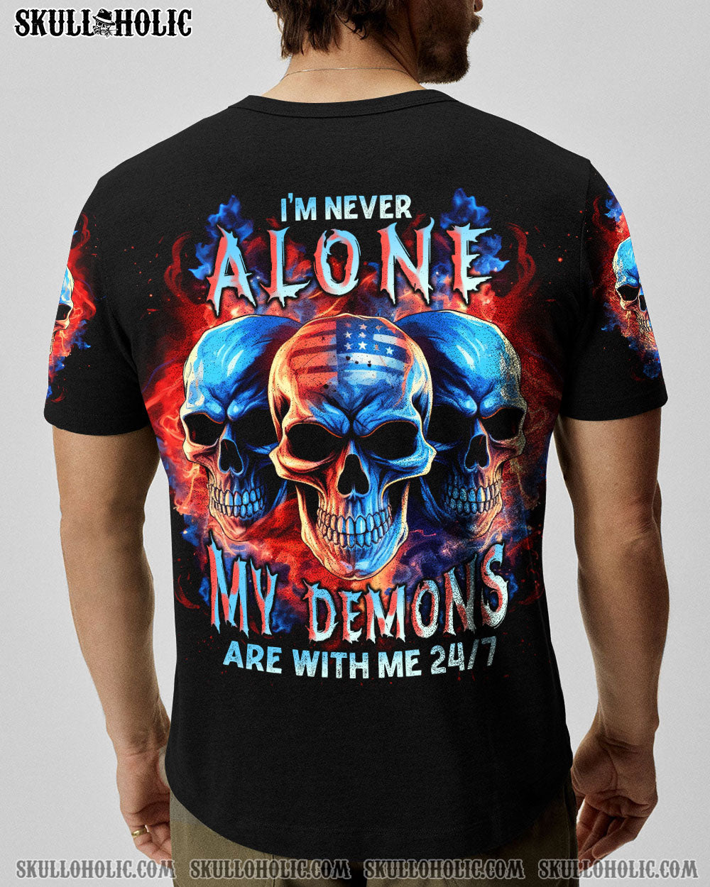 I'M NEVER ALONE 3 SKULLS FLAG ALL OVER PRINT - TLNT3006233
