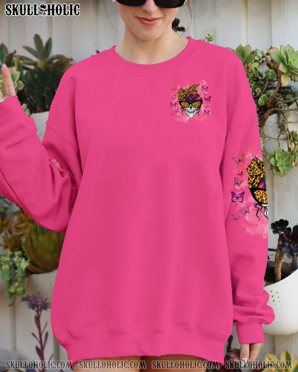 GOD GIFTED ME TWO TITLES MOM AND GRANDMA MESSY BUN SKULL ALL OVER PRINT  - TLNZ0204251