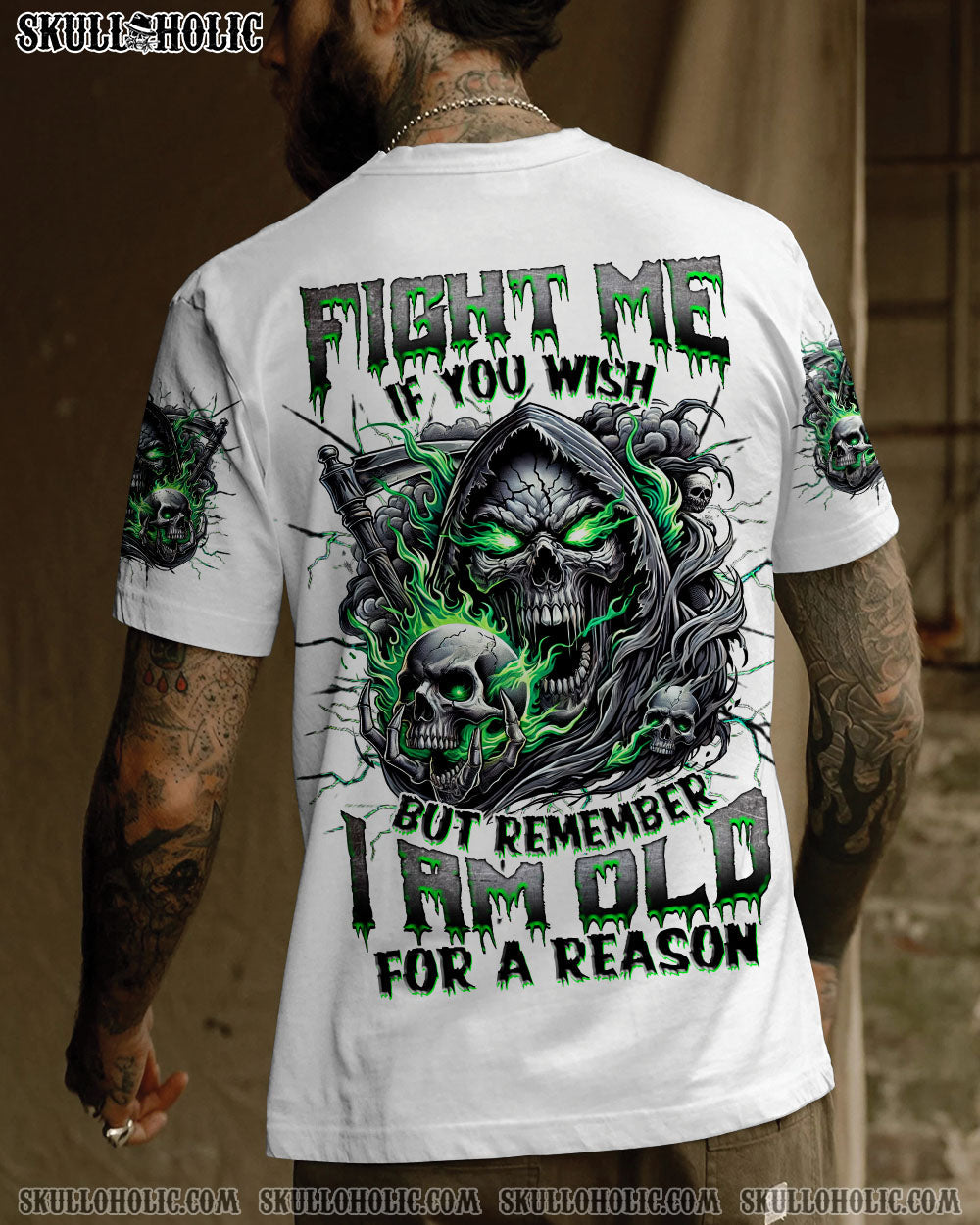 FIGHT ME IF YOU WISH REAPER SKULL ALL OVER PRINT -  TLNZ0802251