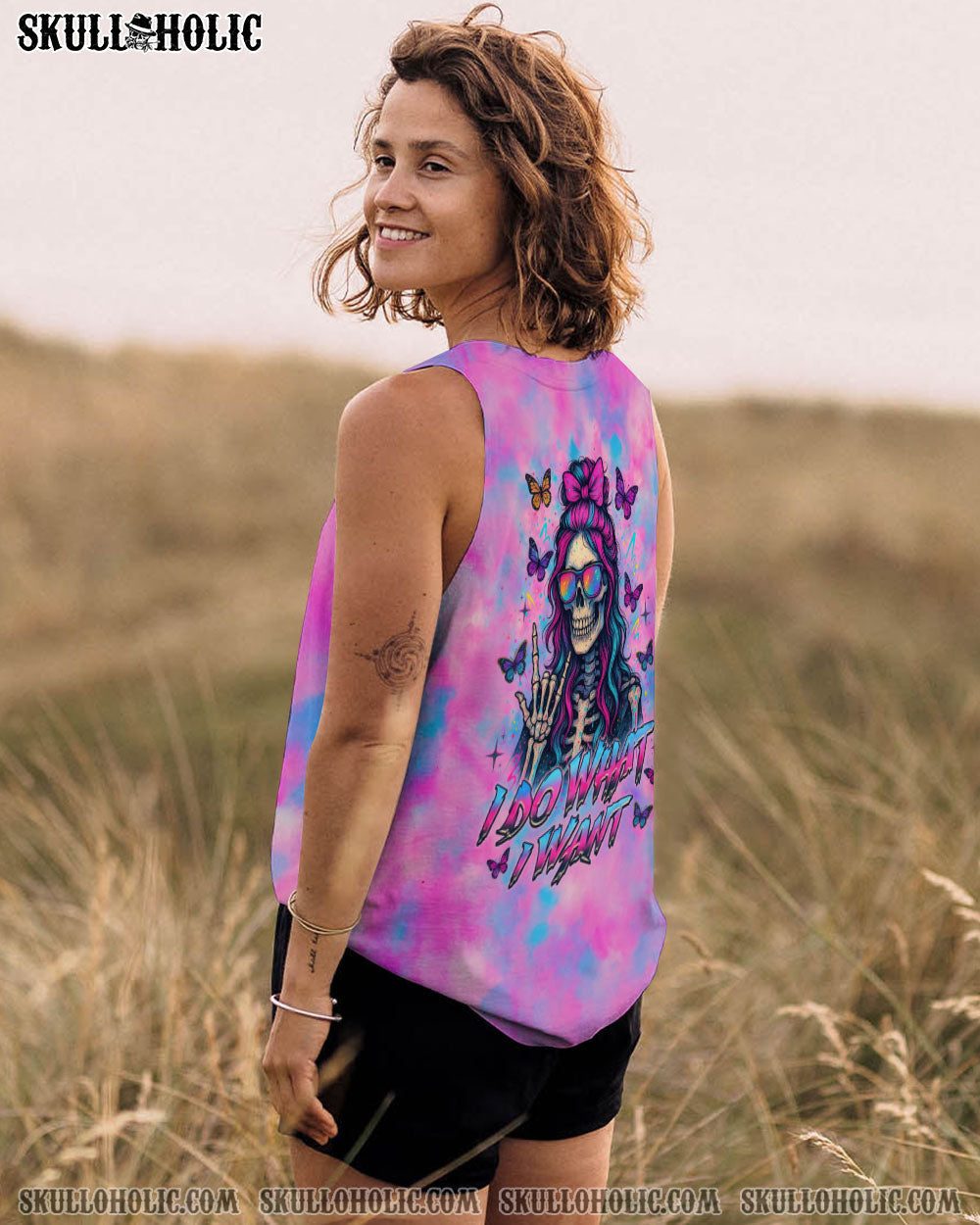 I DO WHAT I WANT MESSY BUN SKULL ALL OVER PRINT  - TLNZ0805253