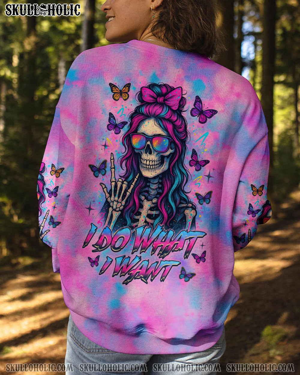 I DO WHAT I WANT MESSY BUN SKULL ALL OVER PRINT  - TLNZ0805253