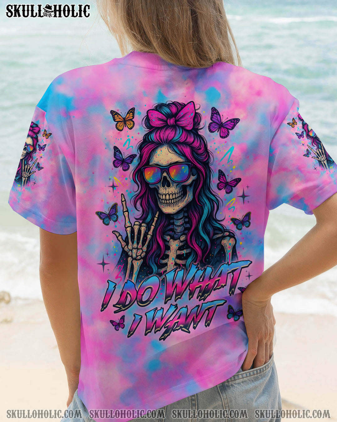 I DO WHAT I WANT MESSY BUN SKULL ALL OVER PRINT  - TLNZ0805253