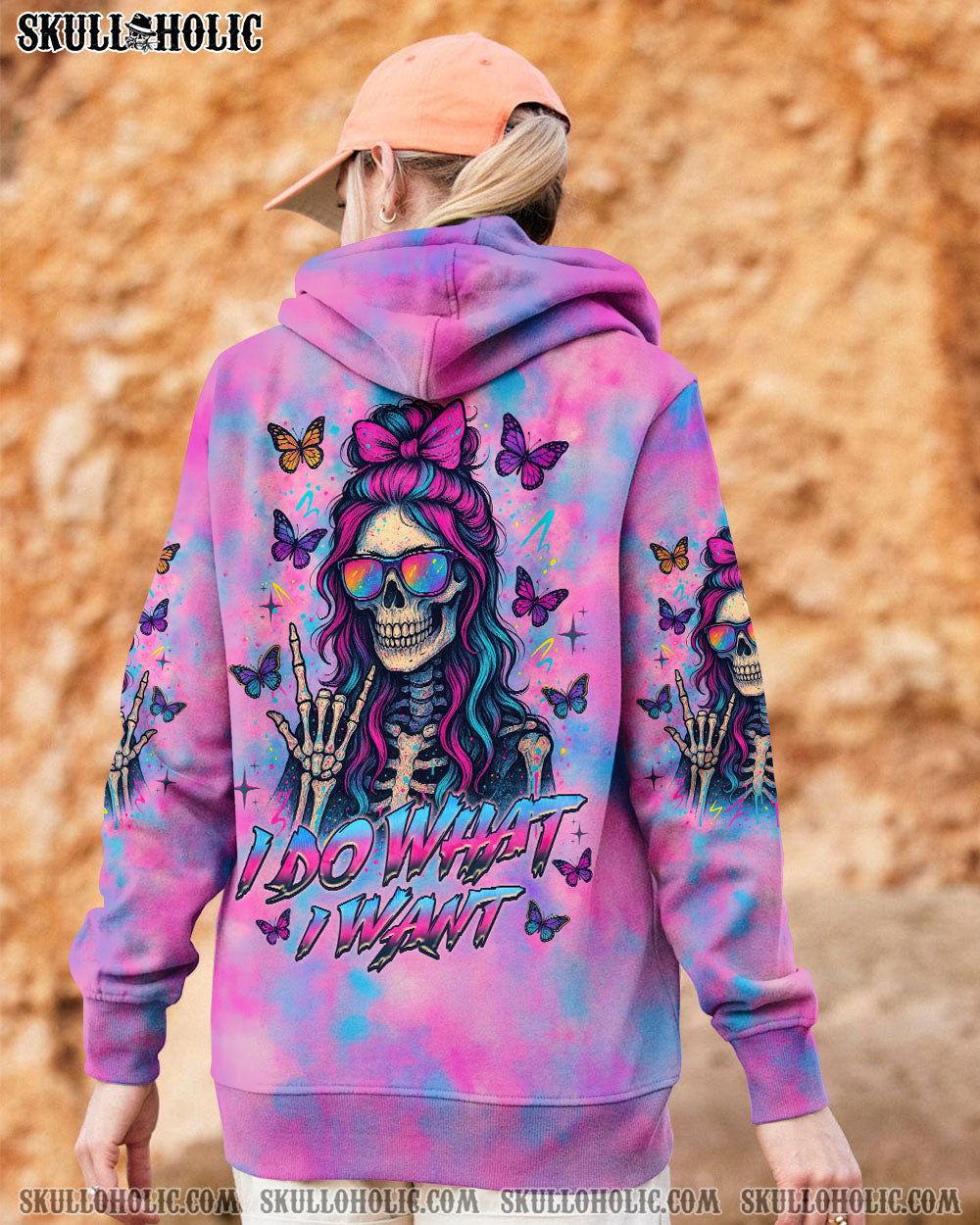 I DO WHAT I WANT MESSY BUN SKULL ALL OVER PRINT  - TLNZ0805253