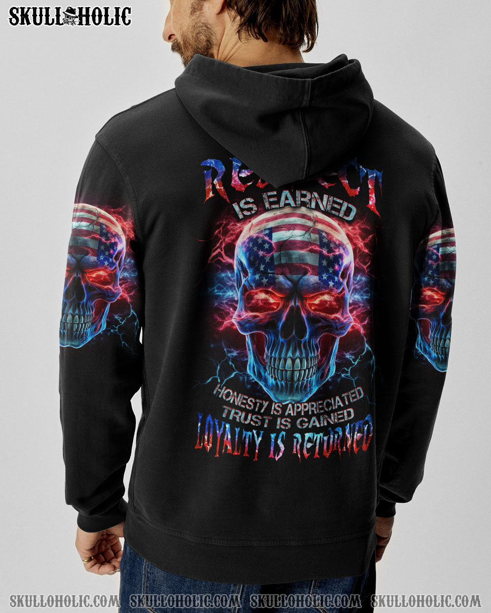 RESPECT IS EARNED SKULL FLAG ALL OVER PRINT - TLNZ0806232