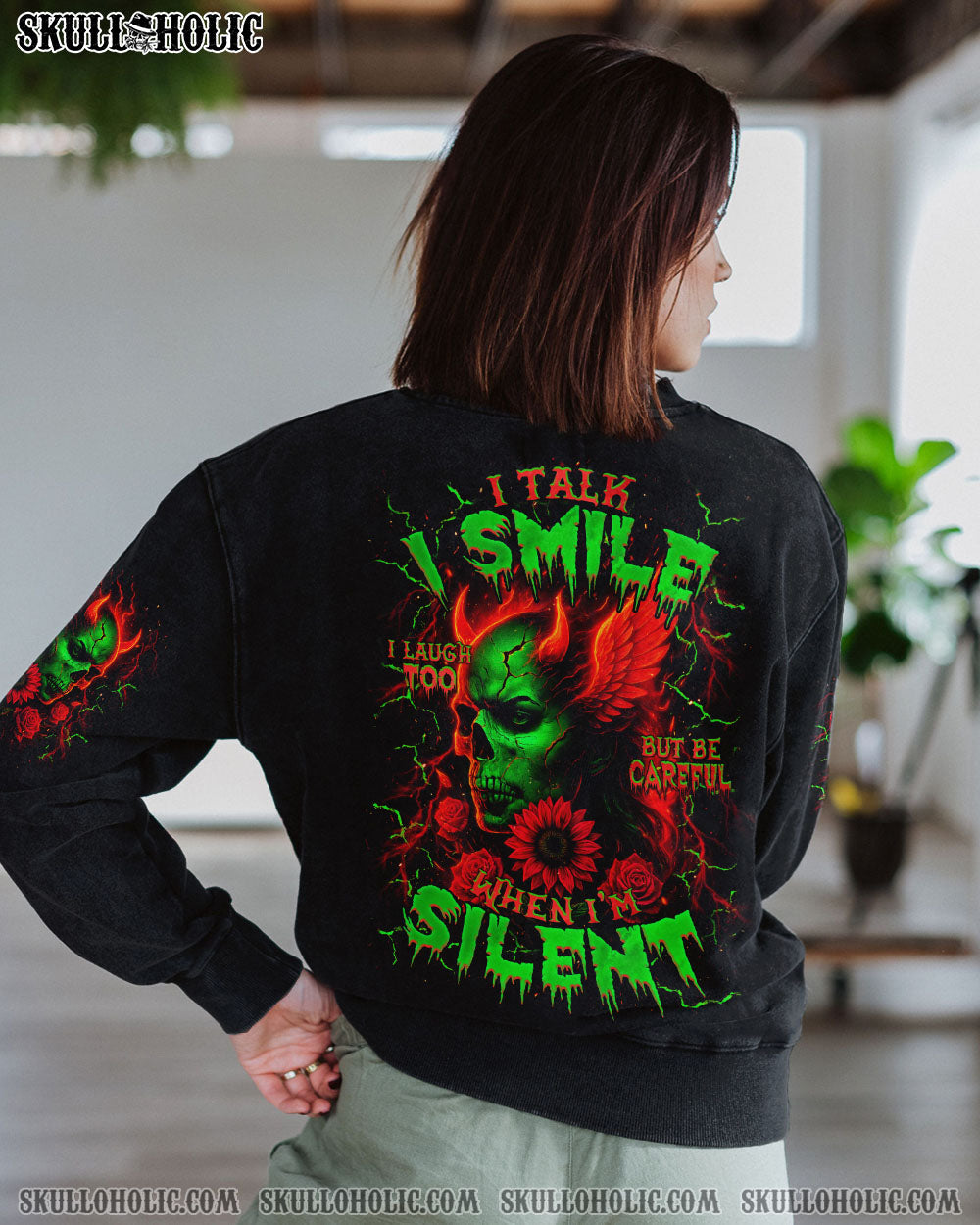 BE CAREFUL WHEN I'M SILENT SKULL DEVIL  ALL OVER PRINT   - TLNZ1804253